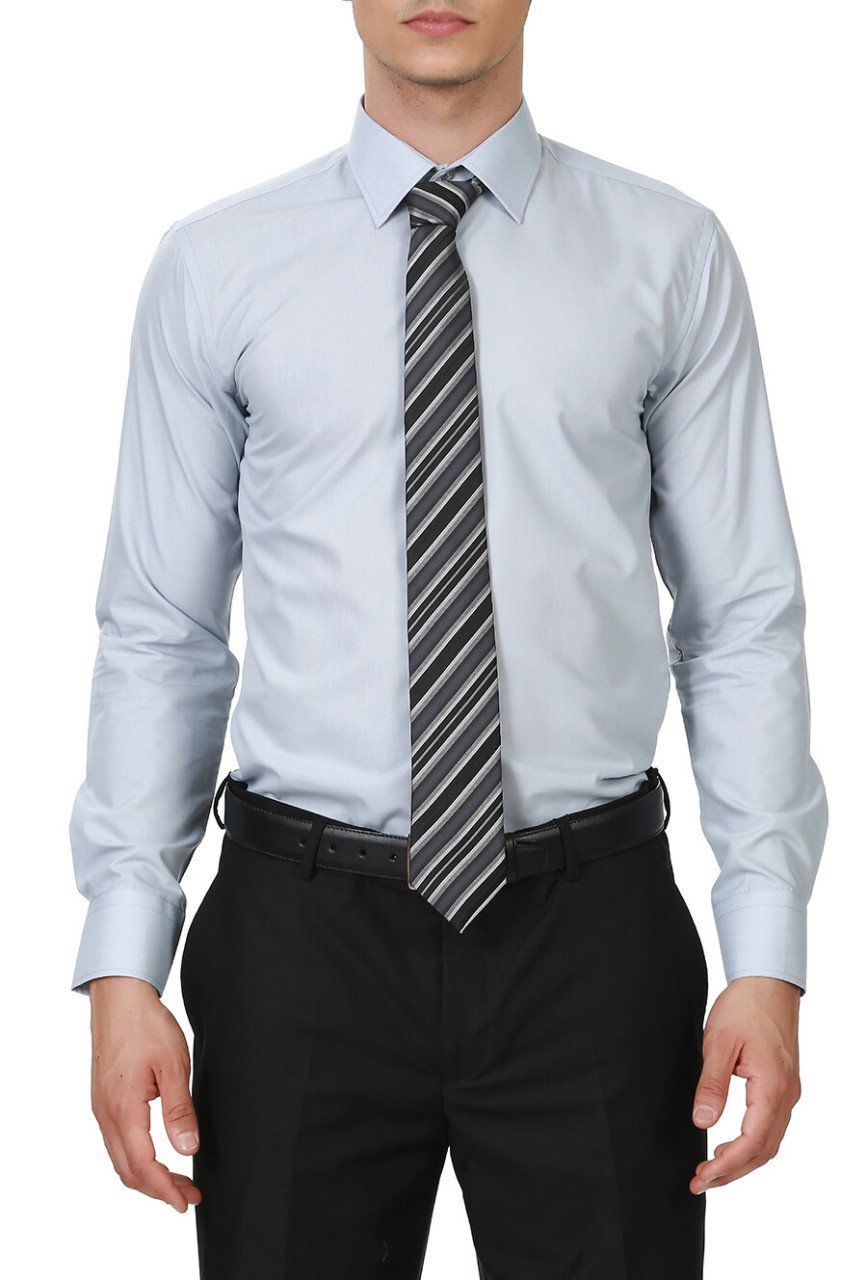 Varetta Erkek Gri Düz Slim Fit Uzun Kollu Gömlek