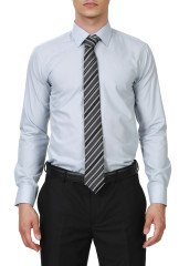 Varetta Erkek Gri Düz Slim Fit Uzun Kollu Gömlek