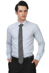 Varetta Erkek Gri Düz Slim Fit Uzun Kollu Gömlek