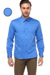 Varetta Erkek Mavi Düz Slim Fit Uzun Kollu Gömlek