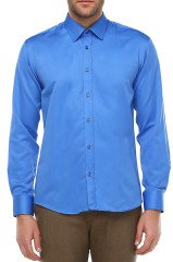 Varetta Erkek Mavi Düz Slim Fit Uzun Kollu Gömlek