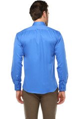 Varetta Erkek Mavi Düz Slim Fit Uzun Kollu Gömlek