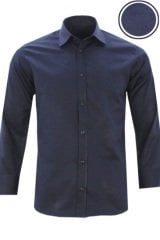 Erkek Lacivert Düz Slim Fit Uzun Kol Gömlek