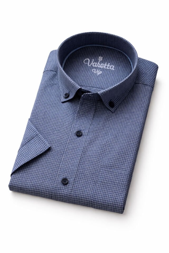 Varetta Erkek Mavi Kısa Kollu Geniş Kesim Cepli Pamuklu Gömlek