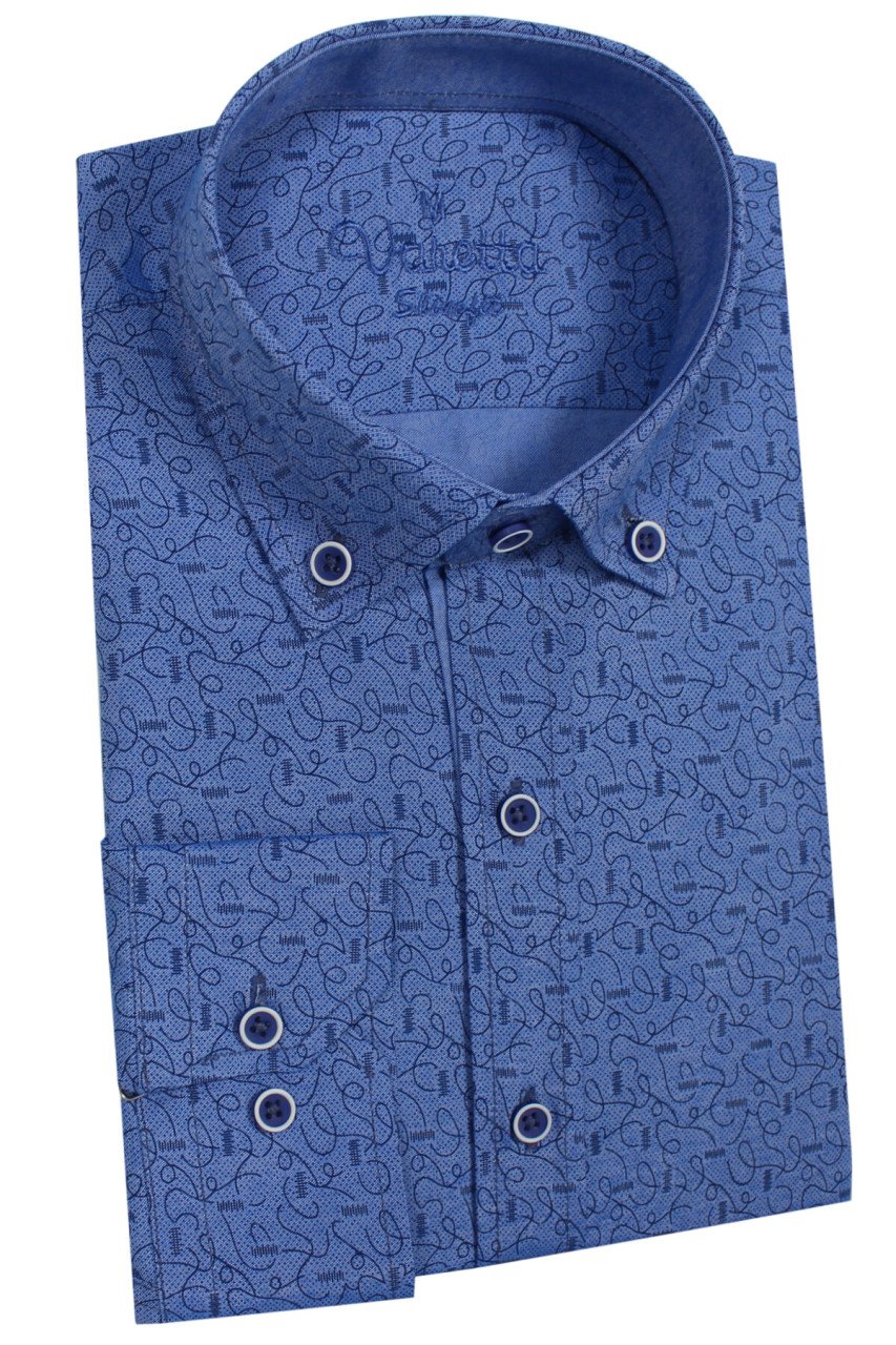 Varetta Erkek Slim Fit Mavi Uzun Kollu Gömlek