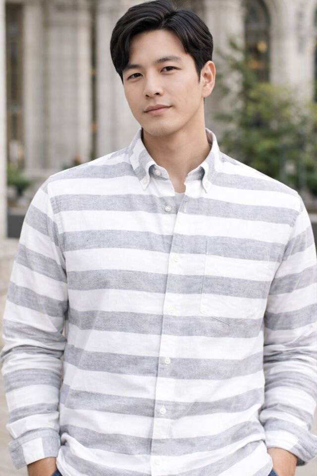 Varetta Erkek Gri Çizgili Uzun Kollu Klasik Kesim Gömlek