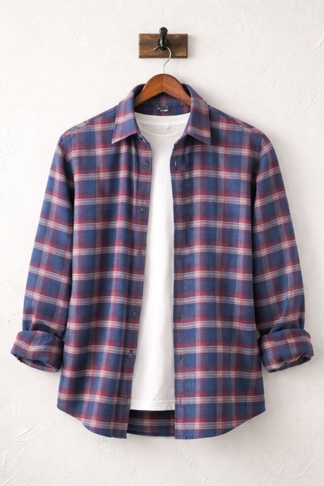 Varetta Erkek Lacivert Kareli Klasik Kesim Kışlık Gömlek