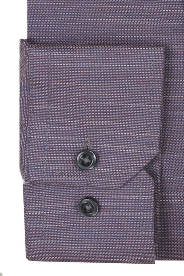 Varetta Erkek Mürdüm Gömlek Düz Uzun Kollu Pamuklu Keten Efektli Yaka Düğmeli