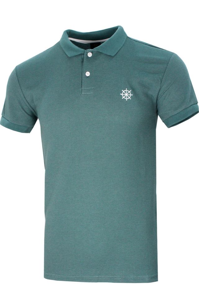 Varetta Erkek Çam Yeşili Polo Yaka Pamuklu Waffle T-shirt
