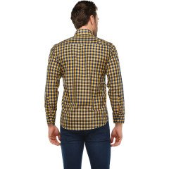 Varetta Erkek Slim Fit Sarı Lacivert Ekose Desenli Uzun Kollu Gömlek