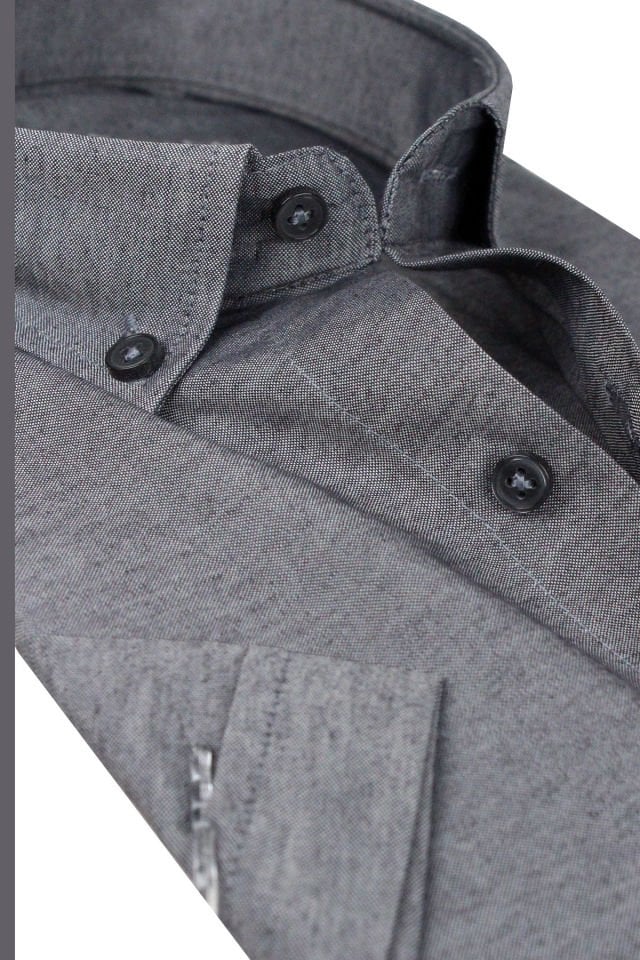 Varetta Erkek Füme Kısa Kollu Geniş Kesim Cepli Pamuklu Gömlek