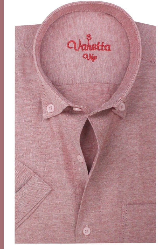Varetta Erkek Gül Kurusu Rengi Kısa Kollu Geniş Kesim Cepli Pamuklu Gömlek