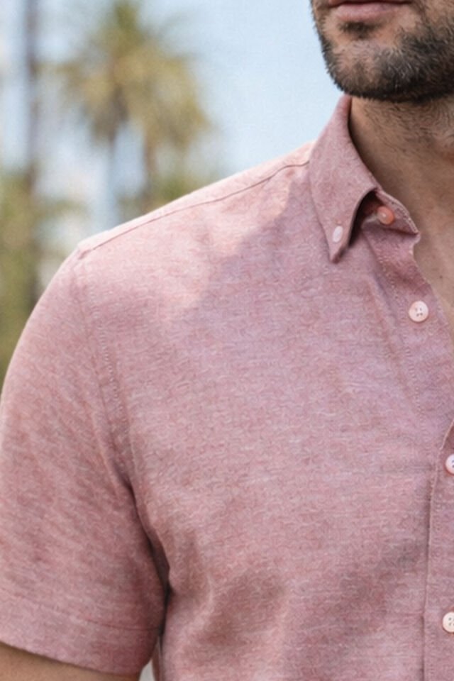 Varetta Erkek Gül Kurusu Rengi Kısa Kollu Geniş Kesim Cepli Pamuklu Gömlek