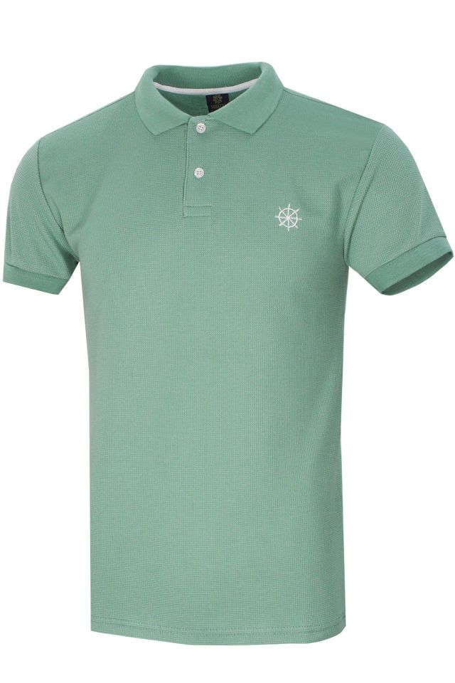Varetta Erkek Mint Yeşili Polo Yaka Pamuklu Waffle T-shirt