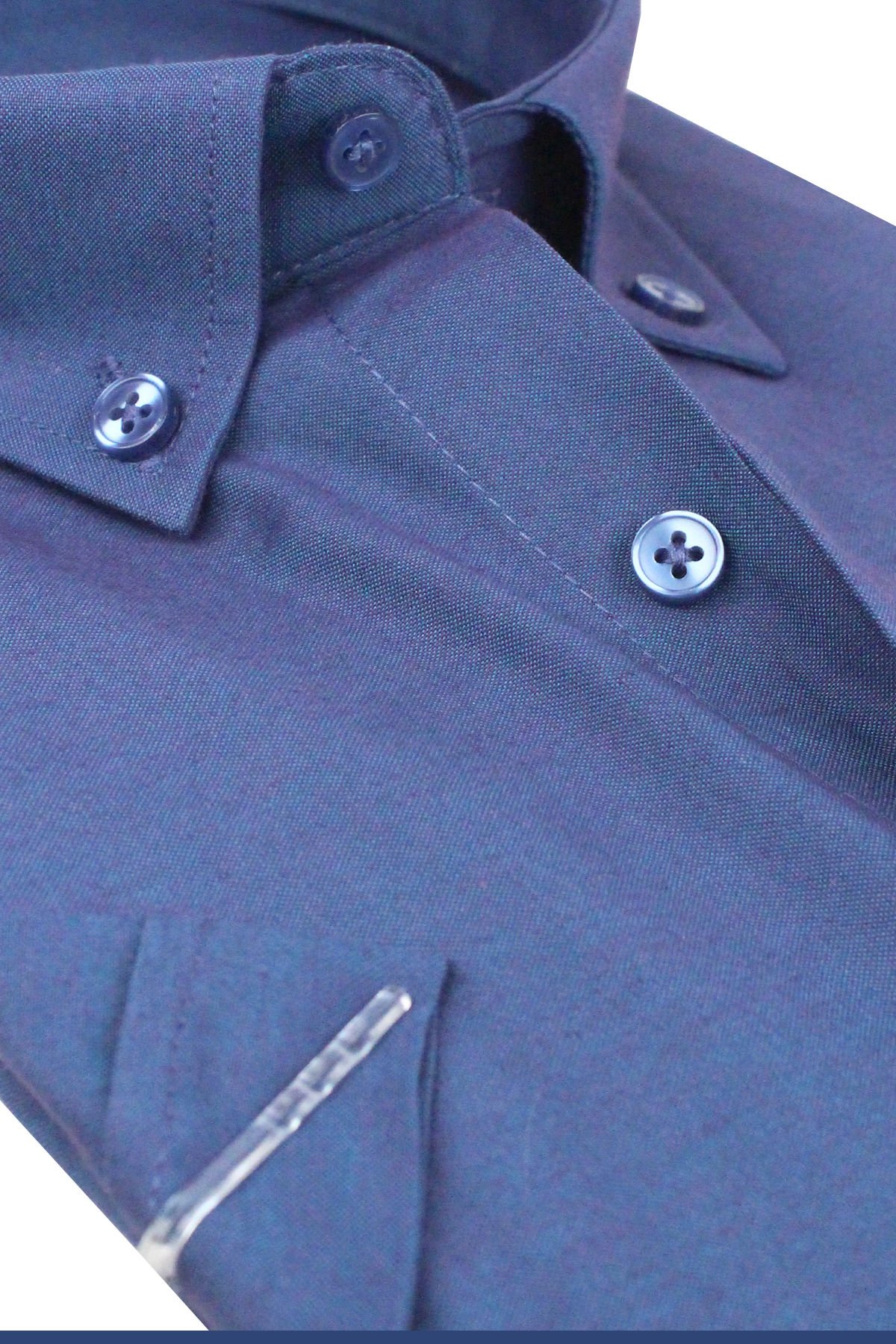 Varetta Erkek Kızıl Yansımalı Mavi Kısa Kollu Geniş Kesim Cepli Pamuklu Gömlek