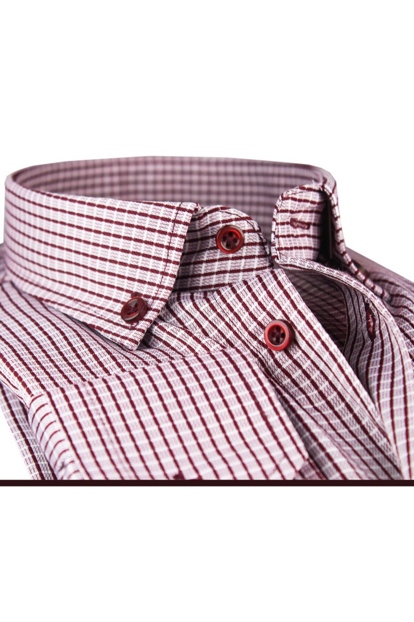 Varetta Erkek Bordo Kareli Klasik Kesim Uzun Kollu Cepli Gömlek