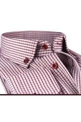 Varetta Erkek Bordo Kareli Klasik Kesim Uzun Kollu Cepli Gömlek