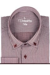 Varetta Erkek Bordo Kareli Klasik Kesim Uzun Kollu Cepli Gömlek