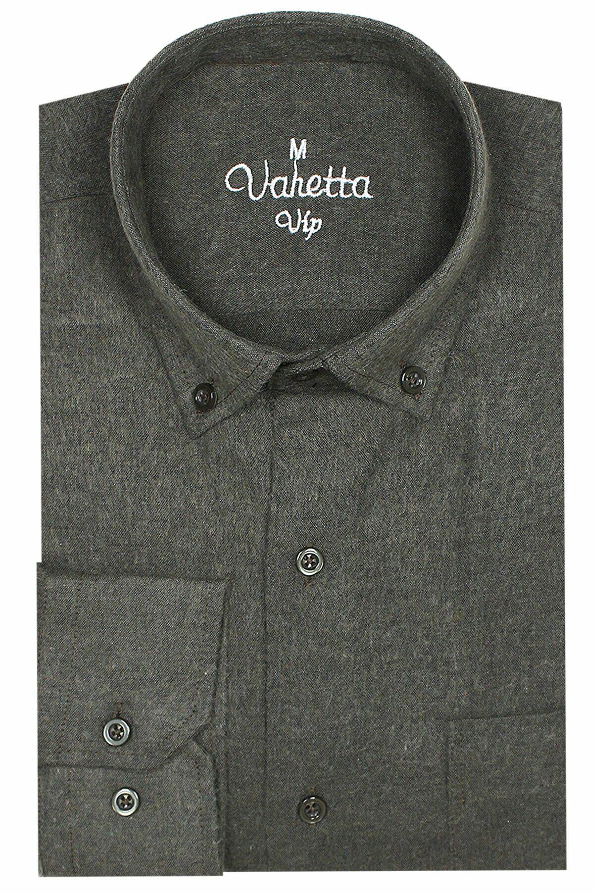 Varetta Erkek Yeşil Kışlık Yaka Düğmeli Cepli Geniş Kesim Gömlek