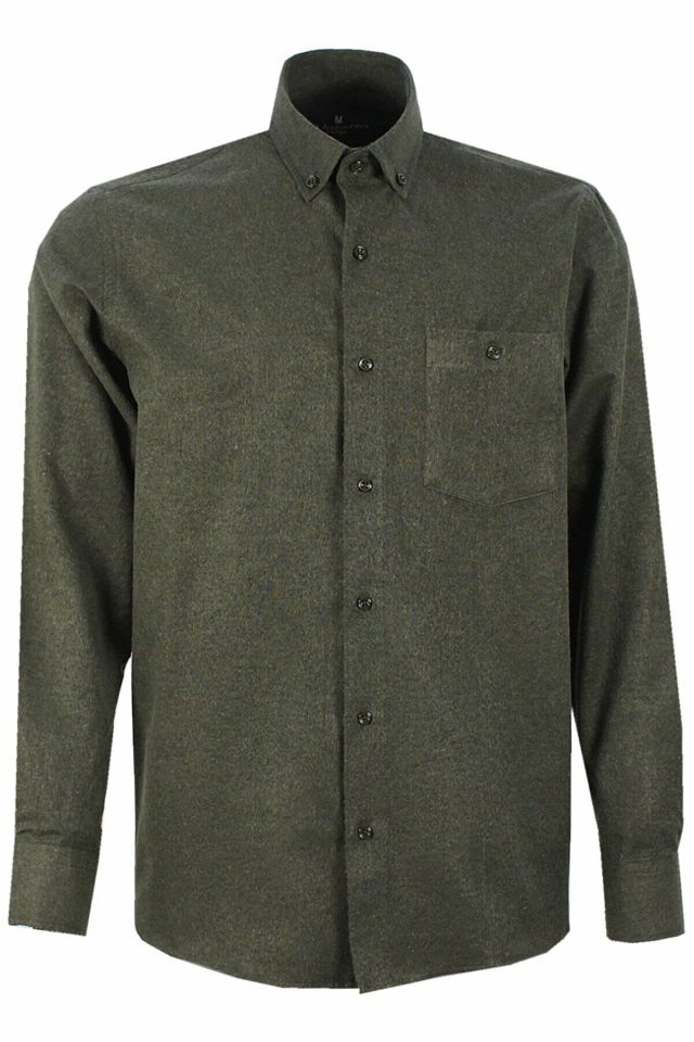 Varetta Erkek Yeşil Kışlık Yaka Düğmeli Cepli Geniş Kesim Gömlek