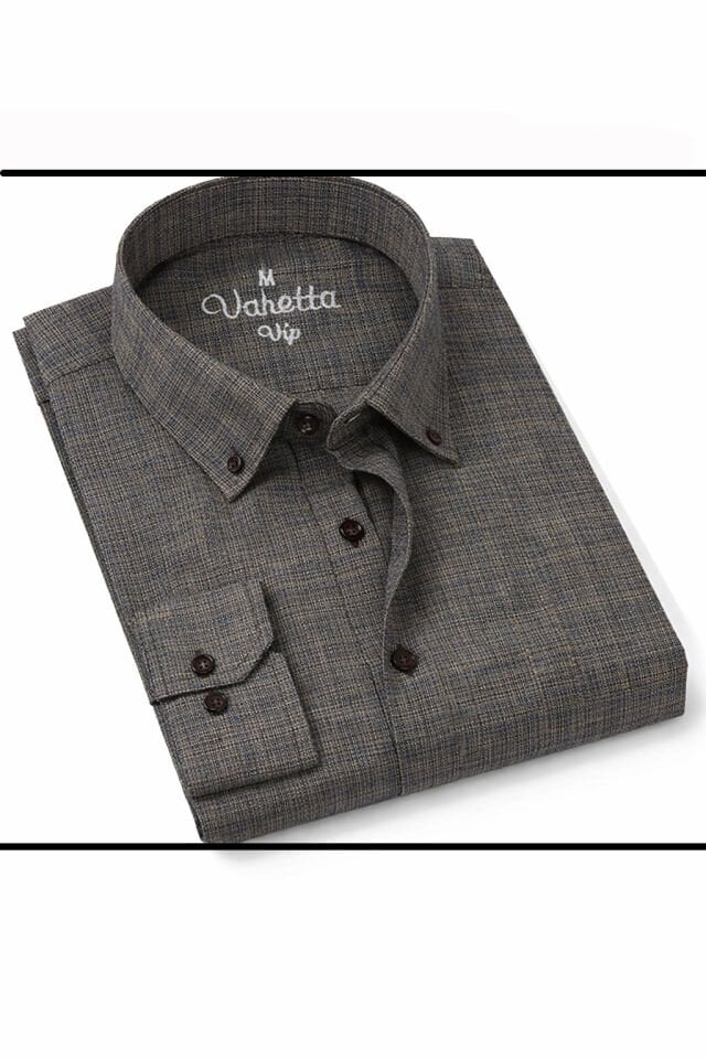 Varetta Erkek Kahverengi Gömlek Klasik Kesim Uzun Kollu Cepli Yaka Düğmeli