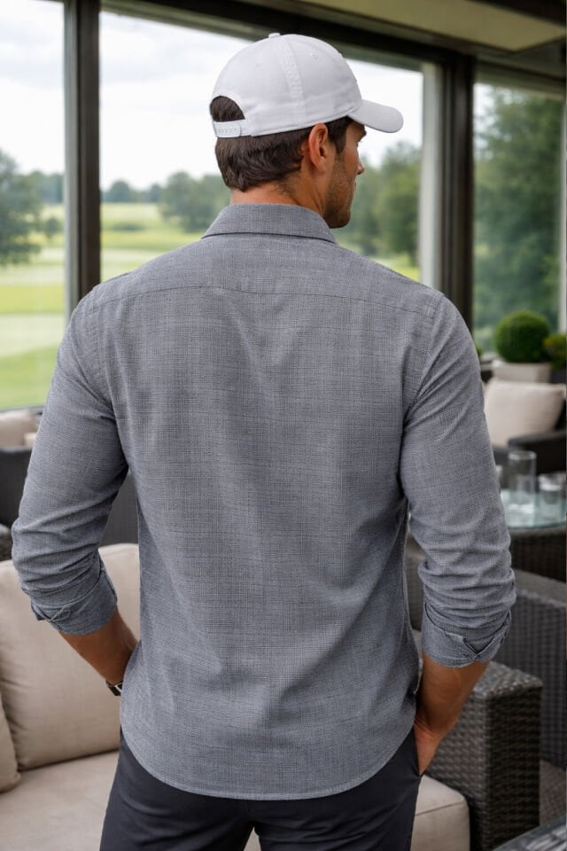 Varetta Erkek Gri Gömlek Klasik Kesim Uzun Kollu Cepli Yaka Düğmeli