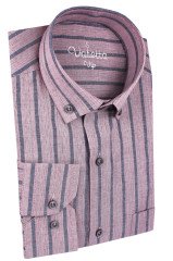 Varetta Erkek Gül Kurusu Çizgili Uzun Kollu Cepli Klasik Kesim Gömlek