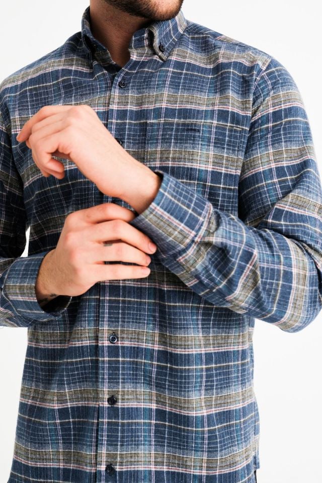 Varetta Erkek Mavi Kışlık Cepli Klasik Kesim Gömlek