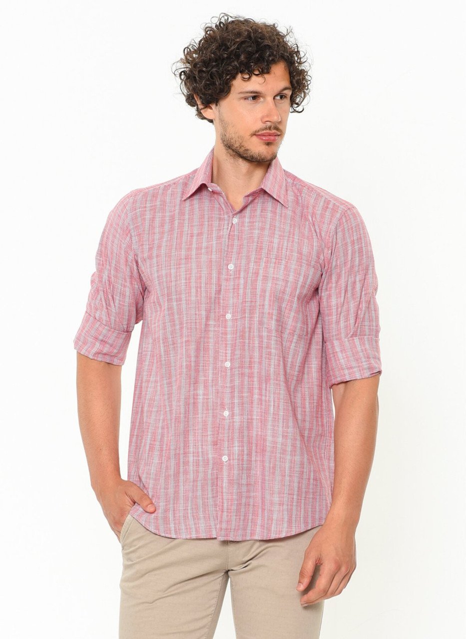 Varetta Erkek Çizgili Geniş Kesim Uzun Kollu Cepli Pamuklu Gömlek