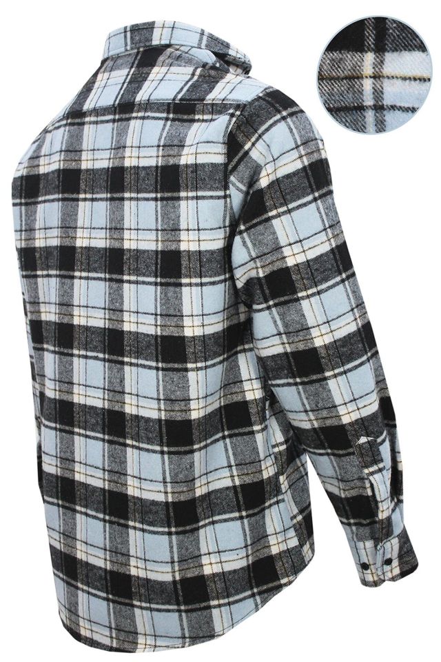 Varetta Erkek Mavi Siyah Oduncu Kareli Geniş Kesim Cepli Gömlek Mavi Siyah - 2XL