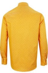 Erkek Sarı Baskıl Klasik Kesim Uzun Kollu Tek Cepli Gömlek