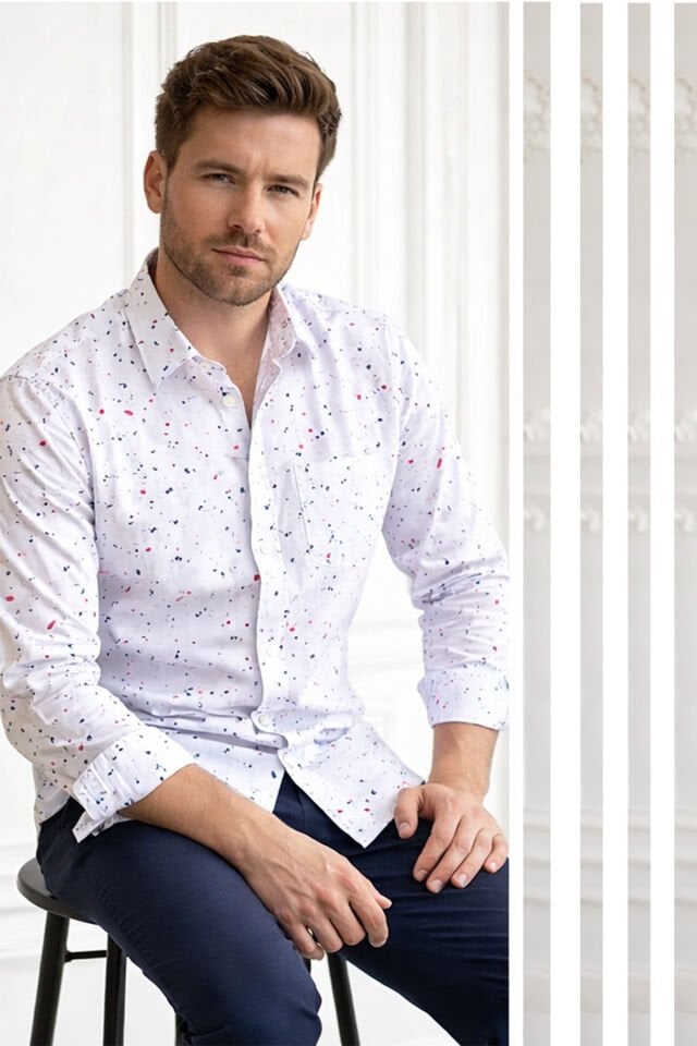 Varetta Erkek Beyaz Gömlek Geniş Kesim Uzun Kollu Tek Cepli Oxford Kumaş