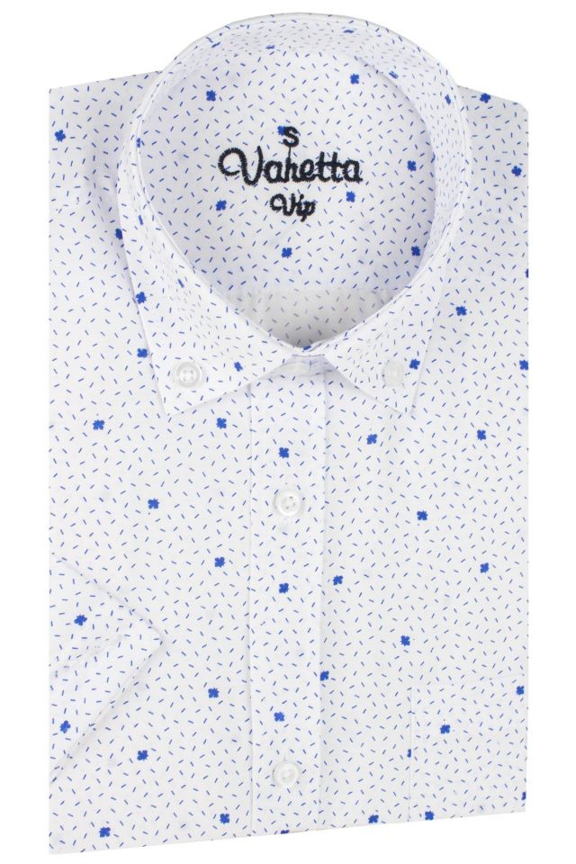Varetta Erkek Mavi Cepli Baskılı Kısa Kollu Gömlek