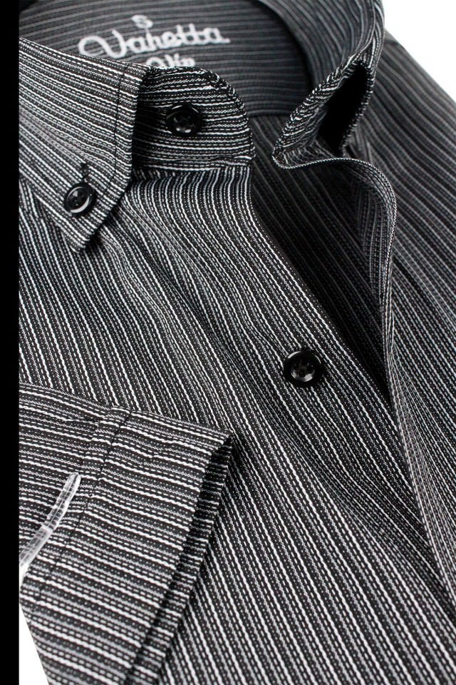 Varetta Erkek Siyah  Kısa Kollu Cepli Geniş Kesim Pamuklu Yazlık Kareli Gömlek