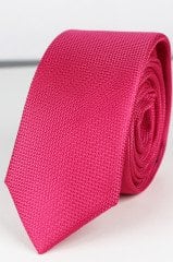 Erkek Koyu Pembe Armüllü Kuşgözü Desenli Dar Kravat Mendilsiz