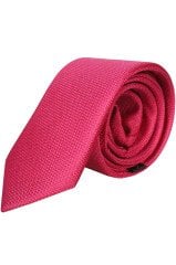 Erkek Koyu Pembe Armüllü Kuşgözü Desenli Dar Kravat Mendilsiz