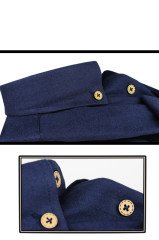Varetta Erkek Lacivert Keten Slim Fit Uzun Kollu Yaka Düğmeli Gömlek