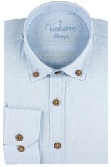 Varetta Erkek Buz Mavi Keten Slim Fit Uzun Kollu Yaka Düğmeli Gömlek
