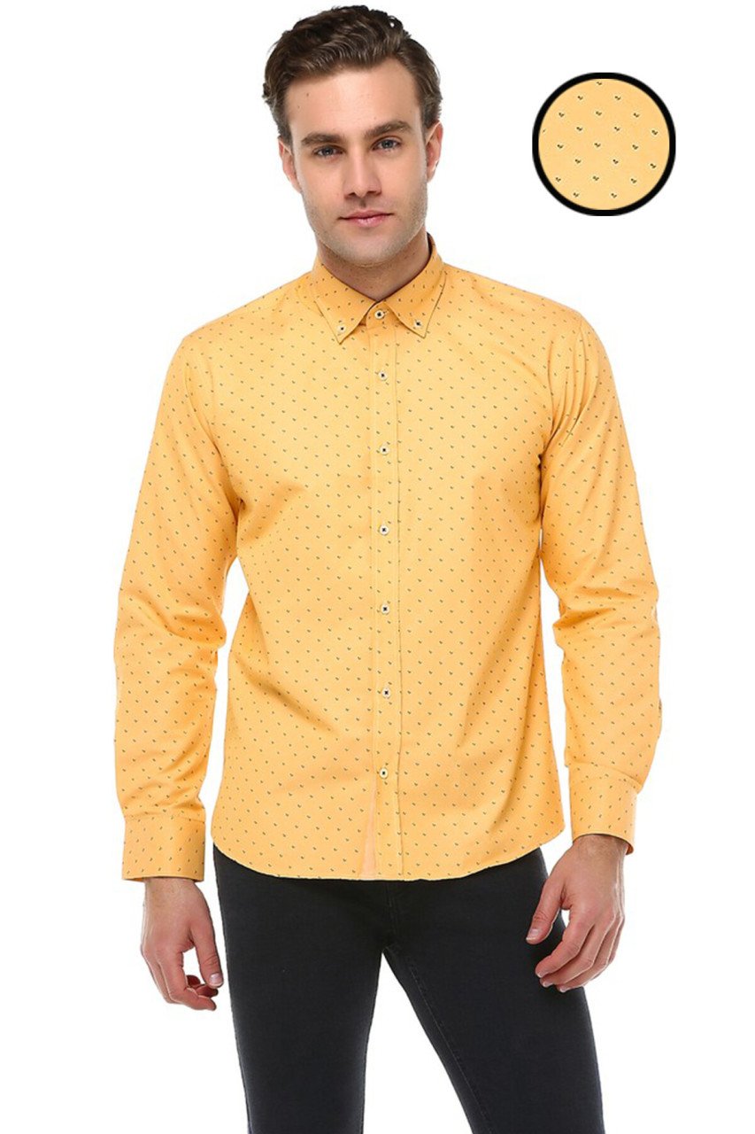 Varetta Erkek Sarı Slim Fit  Uzun Kollu Gömlek
