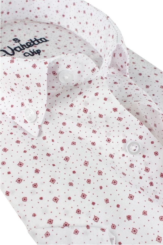 Varetta Erkek Bordo Cepli Baskılı Kısa Kollu Gömlek