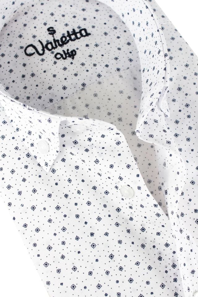 Varetta Erkek Lacivert Cepli Baskılı Kısa Kollu Gömlek