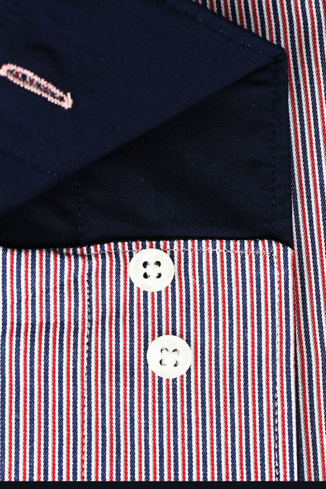 Erkek Kırmızı Slim Fit Çizgili Uzun Kollu Gömlek