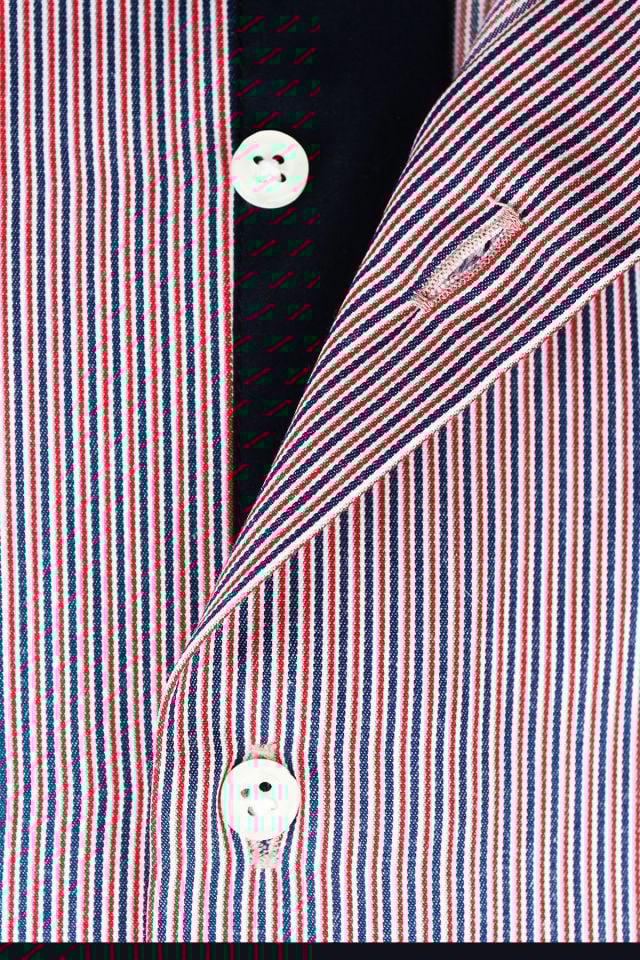 Erkek Kırmızı Slim Fit Çizgili Uzun Kollu Gömlek