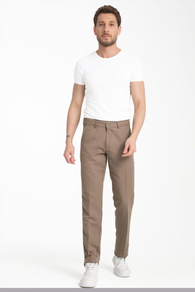 Varetta Erkek Kahverengi Armüllü Klasik Cepli Keten Pantolon