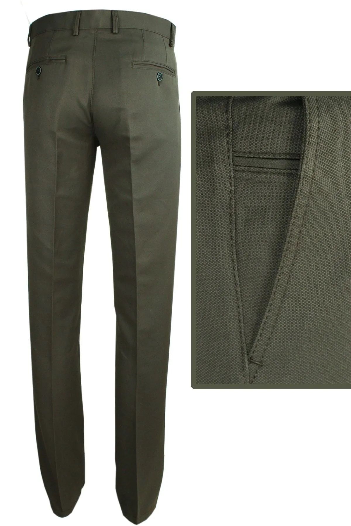 Varetta Erkek Koyu Yeşil Klasik Armüllü Keten Pantolon