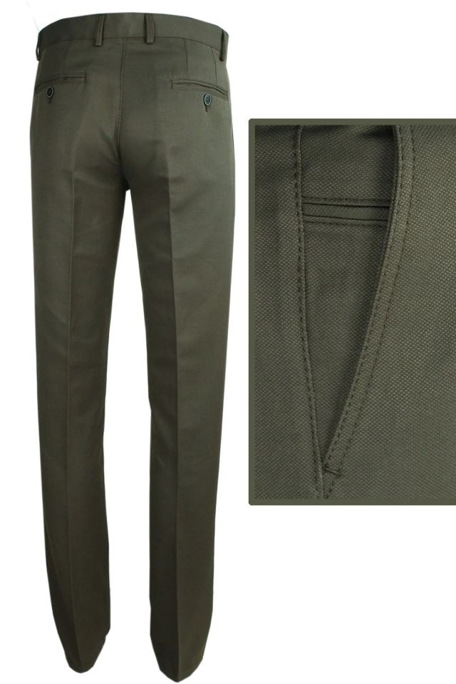 Varetta Erkek Koyu Yeşil Klasik Armüllü Keten Pantolon