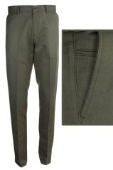 Varetta Erkek Koyu Yeşil Klasik Armüllü Keten Pantolon