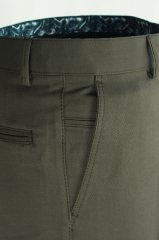 Varetta Erkek Koyu Yeşil Klasik Armüllü Keten Pantolon