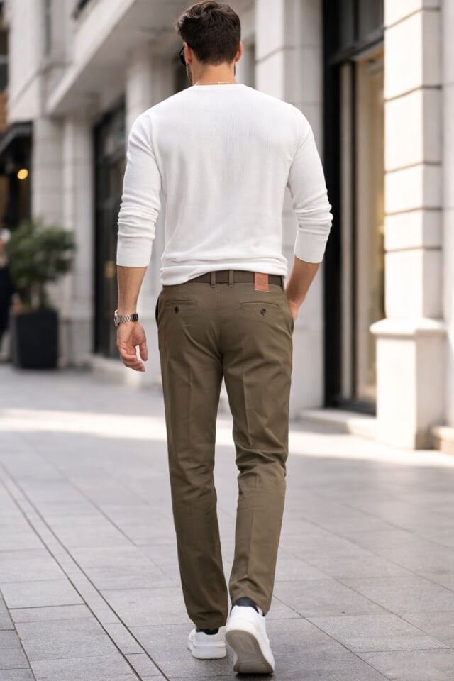 Varetta Erkek Kahverengi Kanvas Pantolon Likralı Regular Cepli